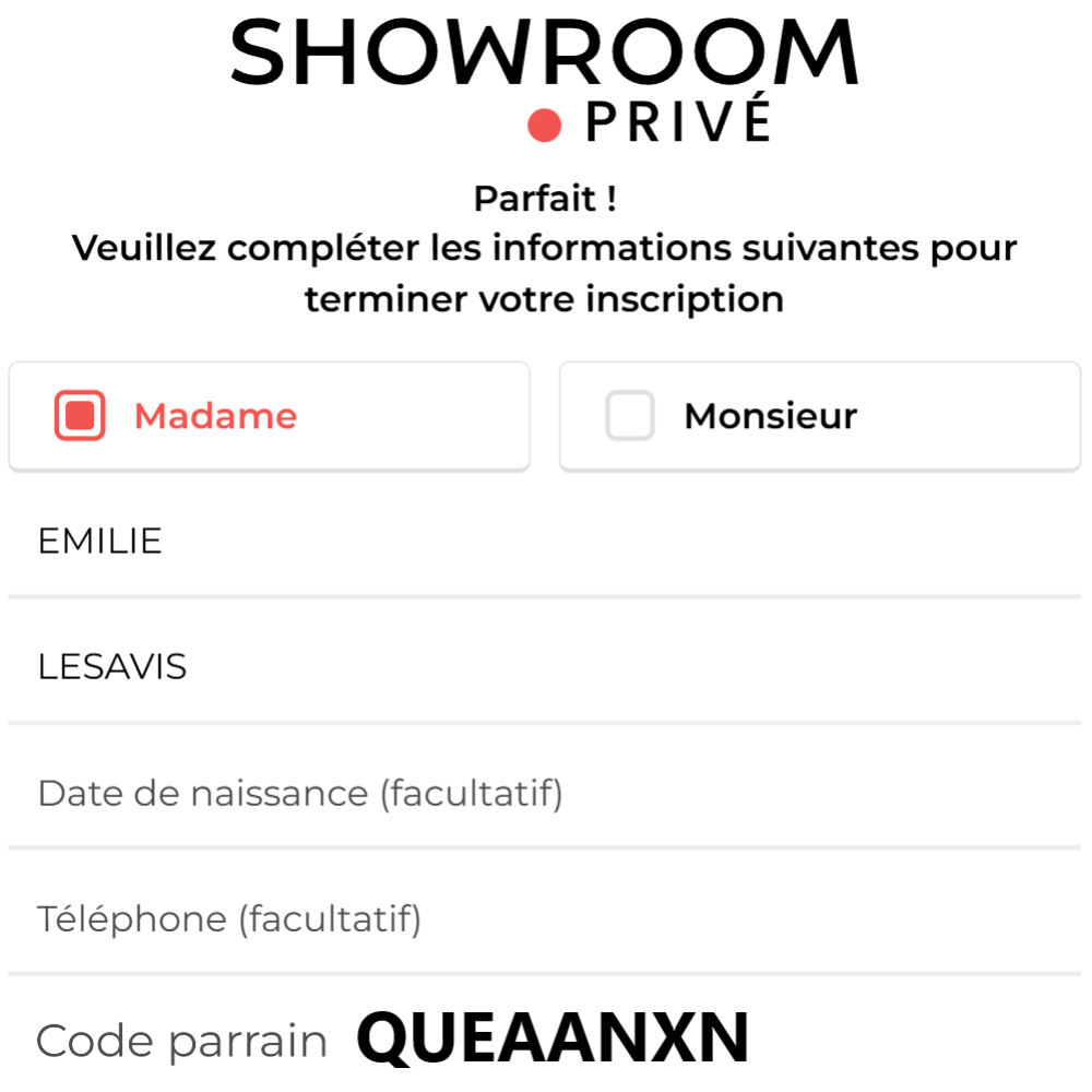 Code Parrainage Showroomprivé : Utilisez le code QUEAANXN et profitez de 12€ offerts 2 code parrainage showroomprive lesavisdemilie