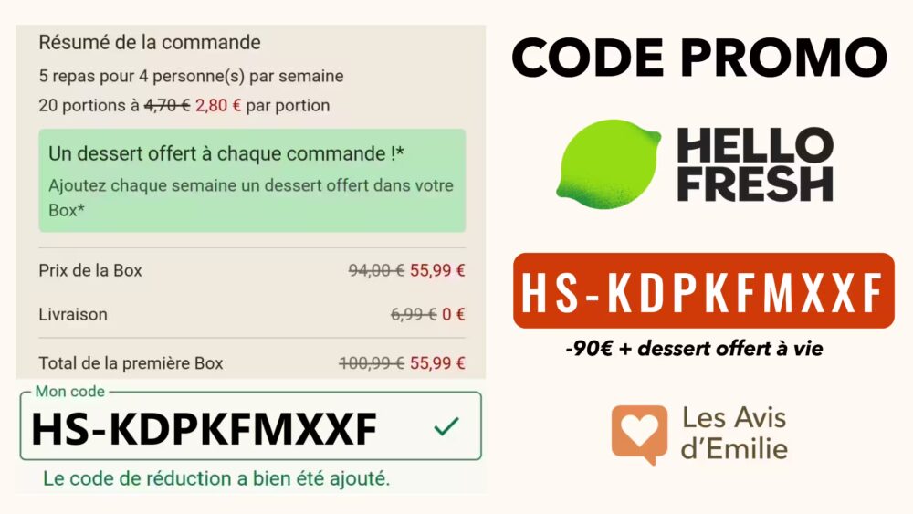 Code Promo Influenceur HelloFresh : -90€ offerts et un dessert chaque semaine 4 code parrrainage hellofresh details offre lesavisdemilie