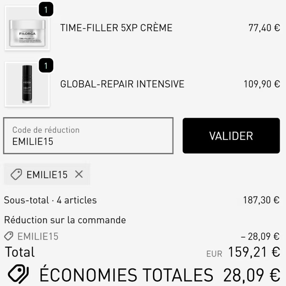 Les meilleurs codes promo de marques de beauté : mon top 10 que je recommande 16 code promo filorga emilie15 offre speciale