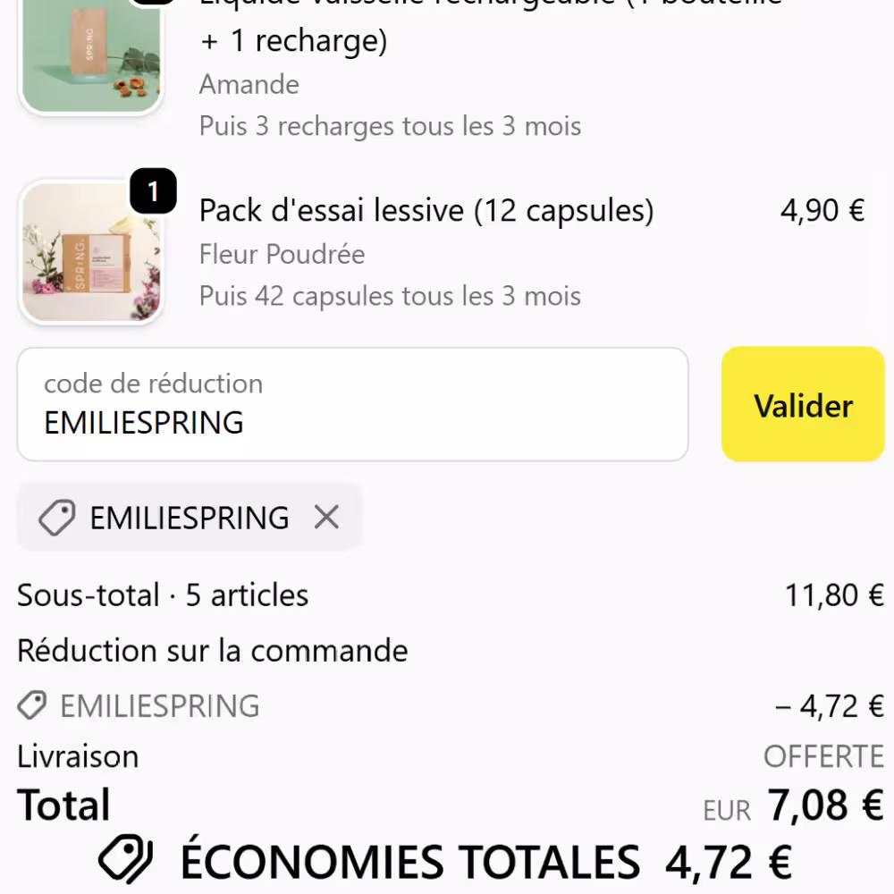 Je teste et donne mon avis honnête sur Spring et sa lessive en capsules 13 code promo spring emiliespring 40 offerts