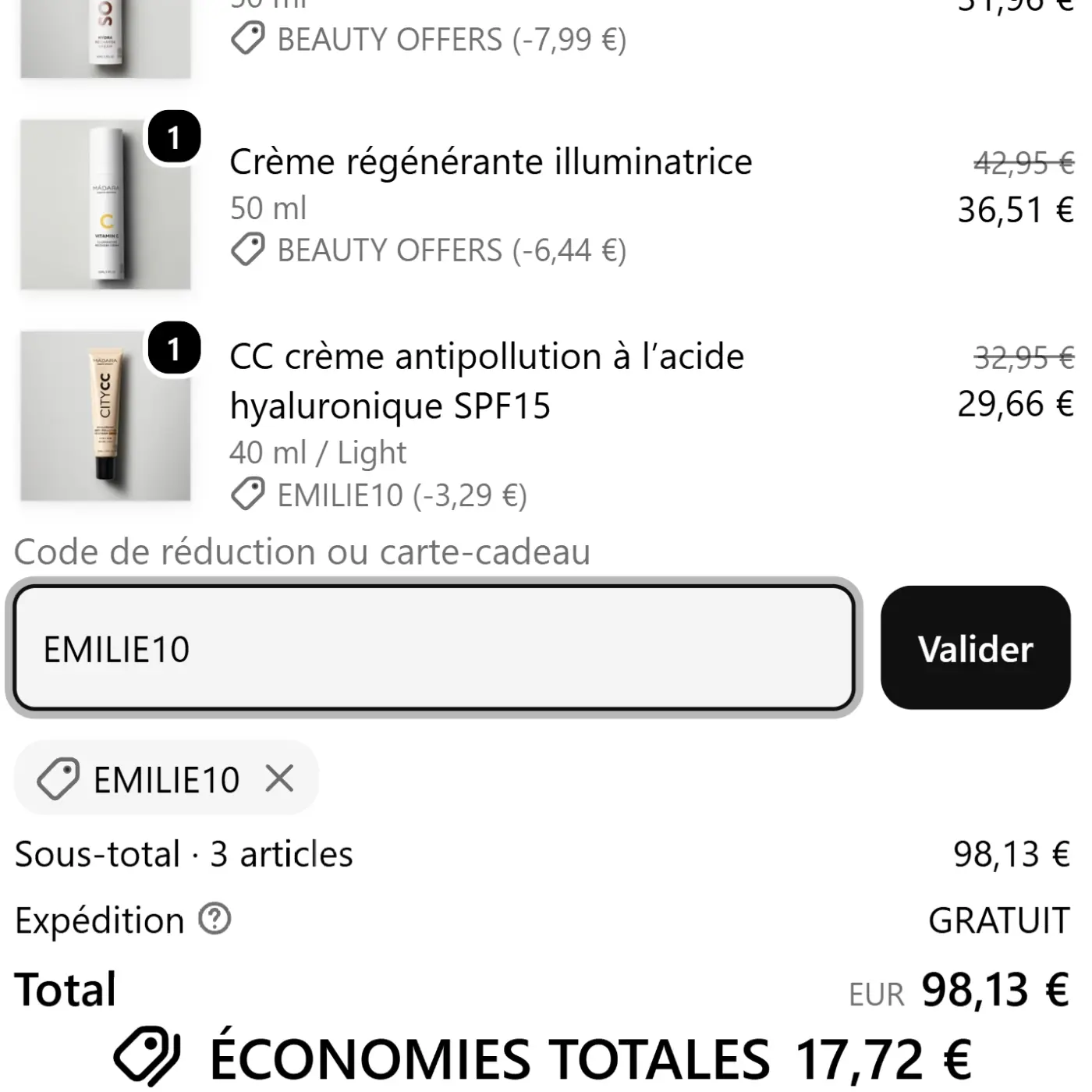 Code promo Madara EMILIE10 : 10% de réduction sur vos produits ! 2 code promo madara emilie10