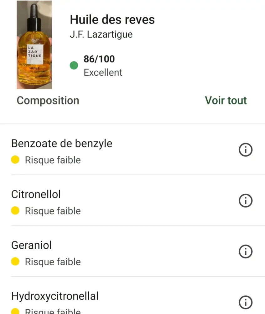 J'ai testé Lazartigue : Mon avis avec analyse complète des soins 18 note yuka huile des reves lazartigue