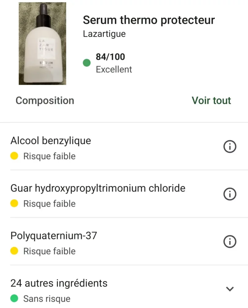 J'ai testé Lazartigue : Mon avis avec analyse complète des soins 17 note yuka serum thermoprotecteur lazartigue