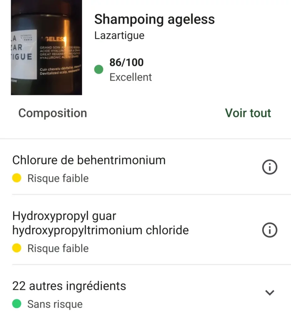 J'ai testé Lazartigue : Mon avis avec analyse complète des soins 16 note yuka shampooing lazartigue