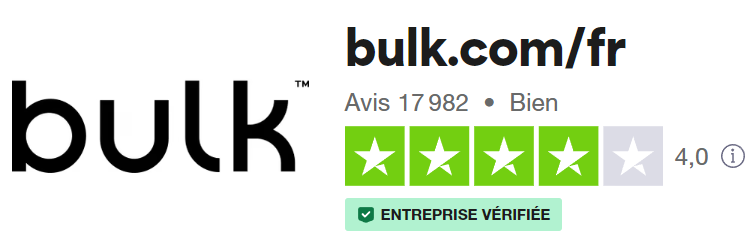 Bulk code promo influenceur : Profitez de 40% de réduction sur votre commande 5 bulk trustpilot