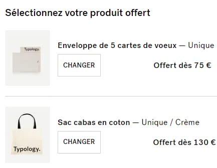 Code Promo Typology : Les Offres Spéciales Réductions 6 cadeaux offerts typology promo 1