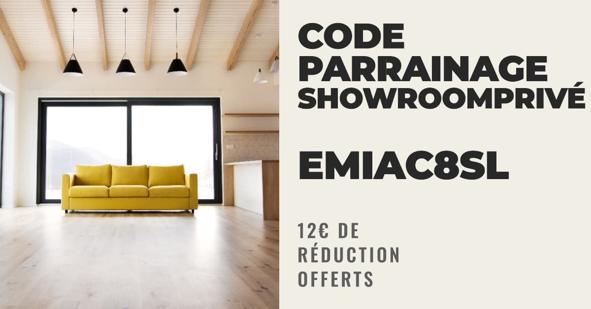 Code Parrainage Showroomprivé : Utilisez le code EMIAC8SL et profitez de 12€ offerts 3 code parrainage showroomprive reductoin promo offre