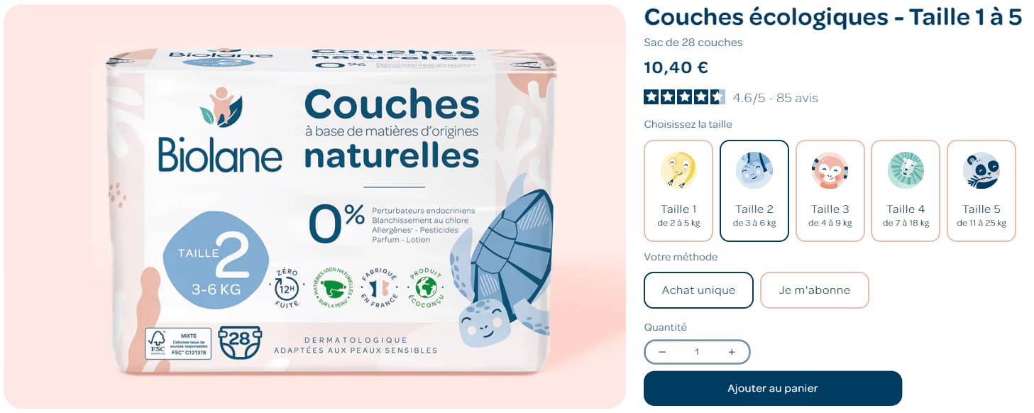 Avis et test des couches Biolane : notre avis après expérience personnelle 9 couches produit biolane fiche