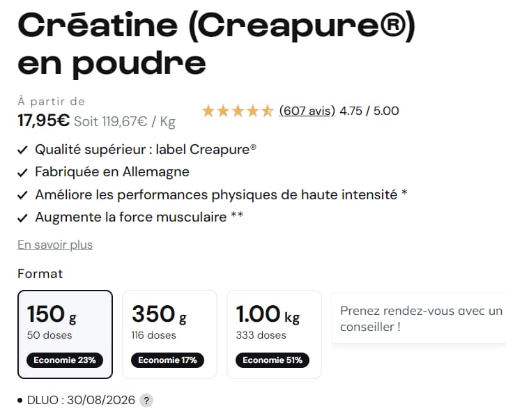 NutriPure ou Nutrimuscle : Comparatif détaillé des deux marques françaises de nutrition 3 creatine nutrimuscle