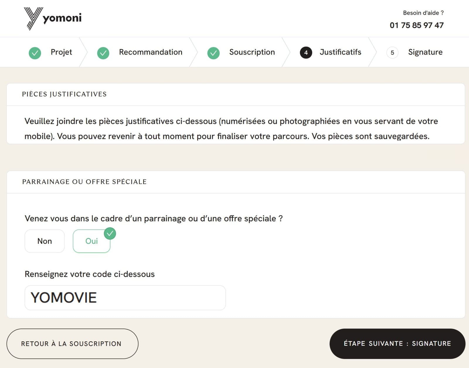 Code promo Yomoni obtenez jusqu'à 2000€ de prime de bienvenue 3 etape 4 parcours souscription indication 1