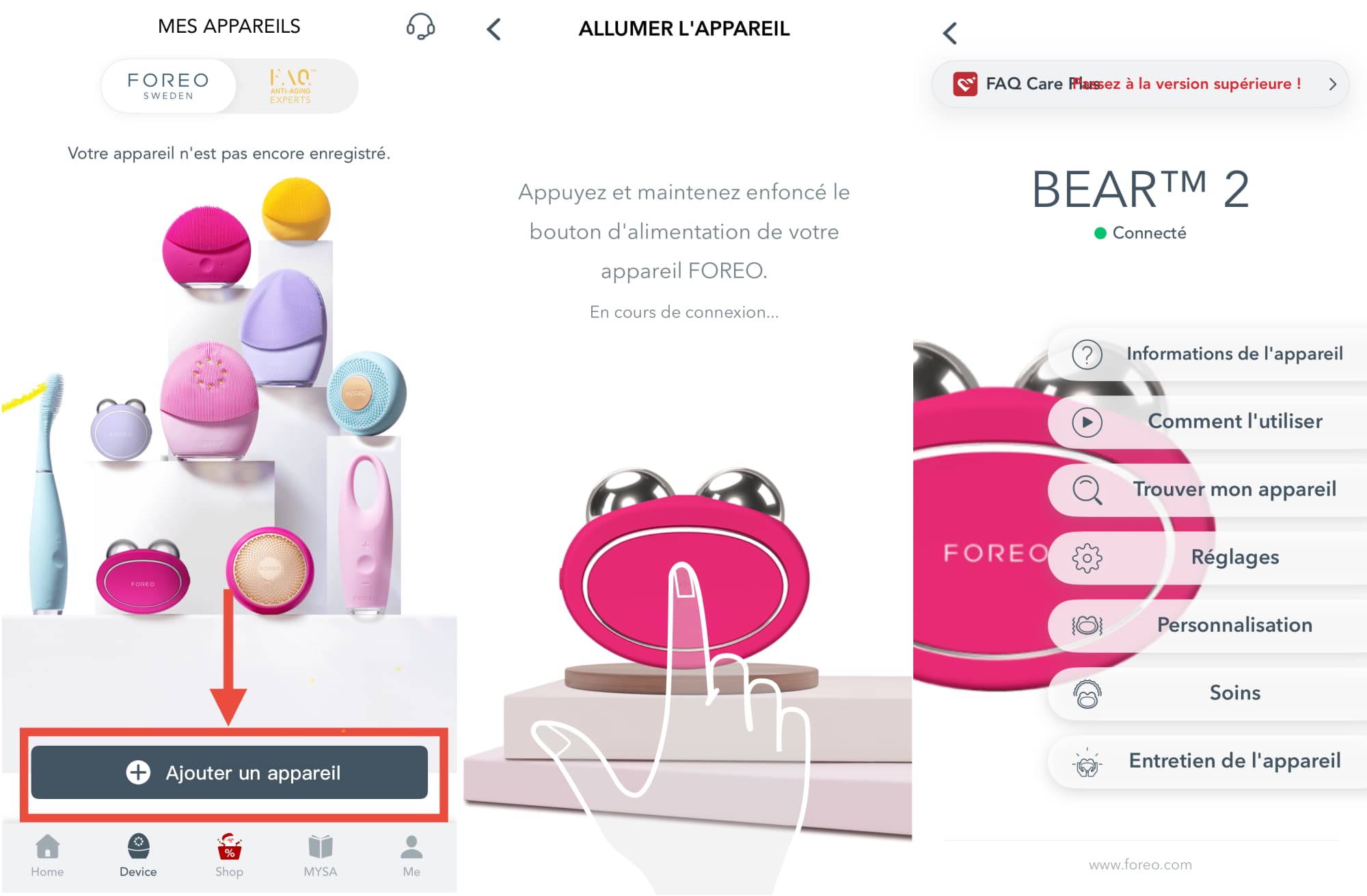 Avis sur Foreo : Mon test personnel de leur appareil Bear 2 6 etapes connexion bear foreo 1