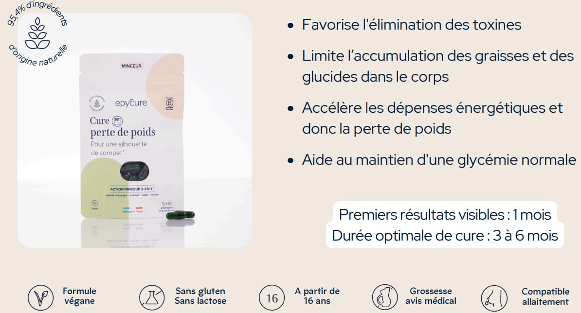 Mon avis sur Epycure et leurs compléments alimentaires : est-ce efficace et sain ? 1 exemple avantages cure perte de poids epycure 1