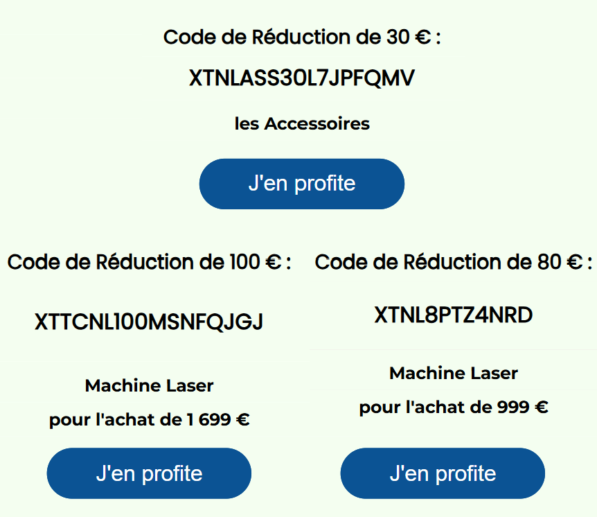 Code Promo XTool : 80€ offerts sur votre découpeur laser XTool 3 exemple code promo xtool newsletter 1