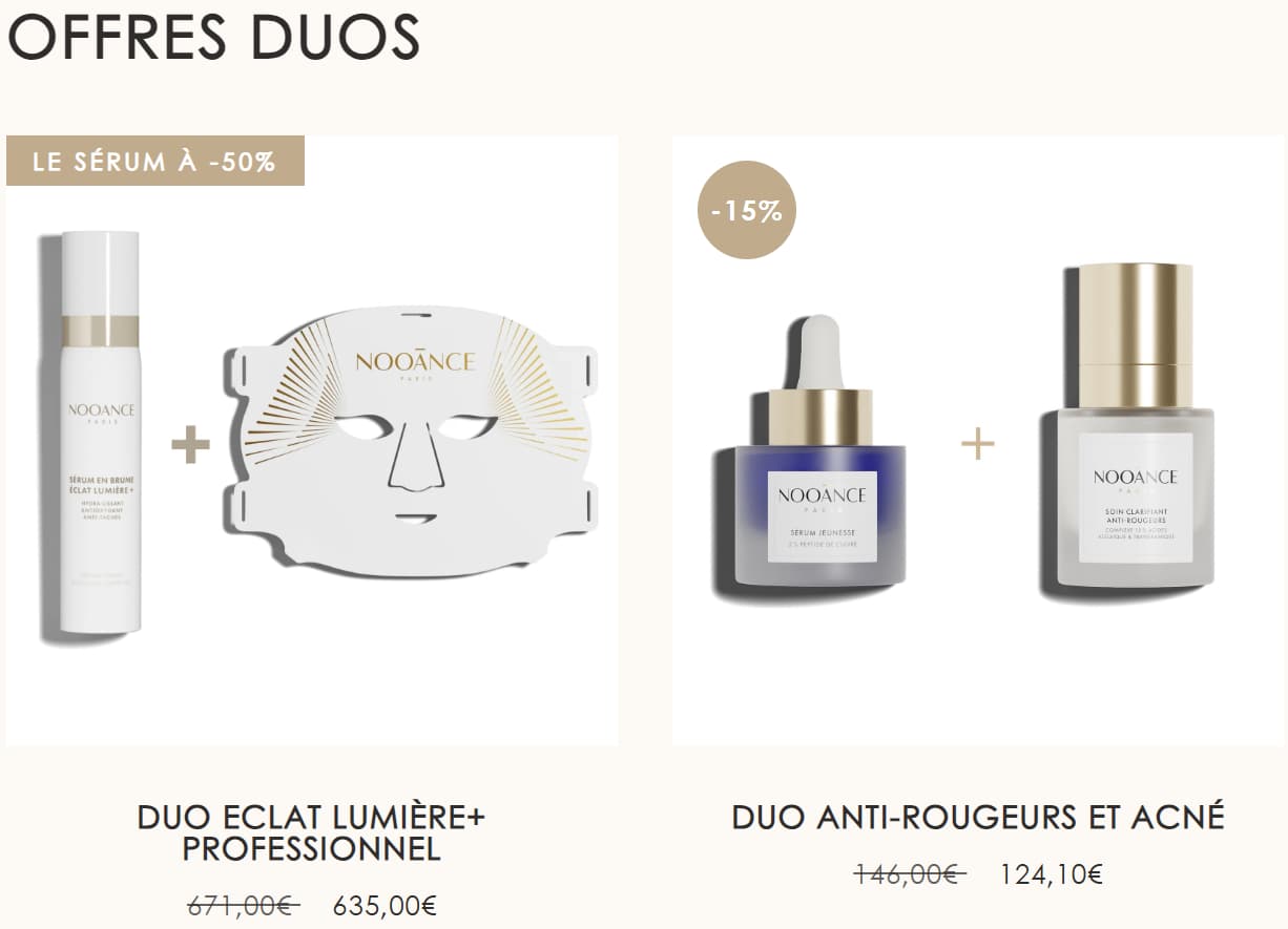 Code Promo Nooance LESAVISDEMILIE15 : Jusqu'à 35% de réduction ! 8 exemple offres packs duos nooance 1