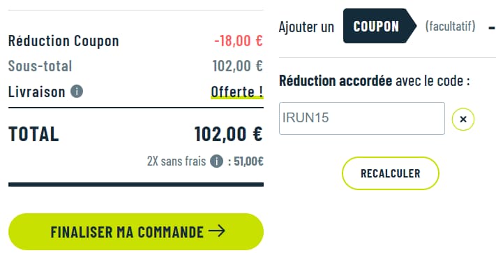 Code Réduction I Run : Profitez de 15% de réduction sur votre commande 2 exemple reduction irun 1