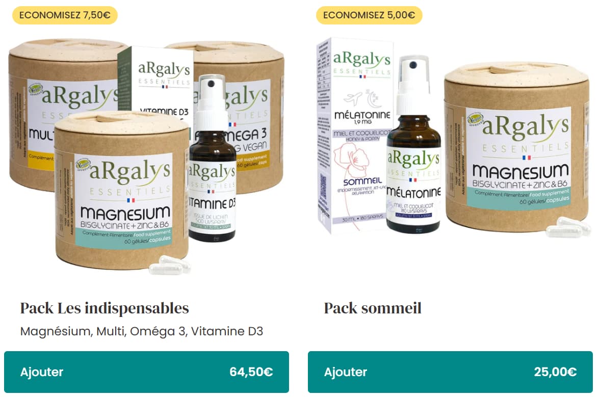 Code Promo Argalys : Profitez de 10% de réduction sur votre commande 2 exemple reduction packs 1