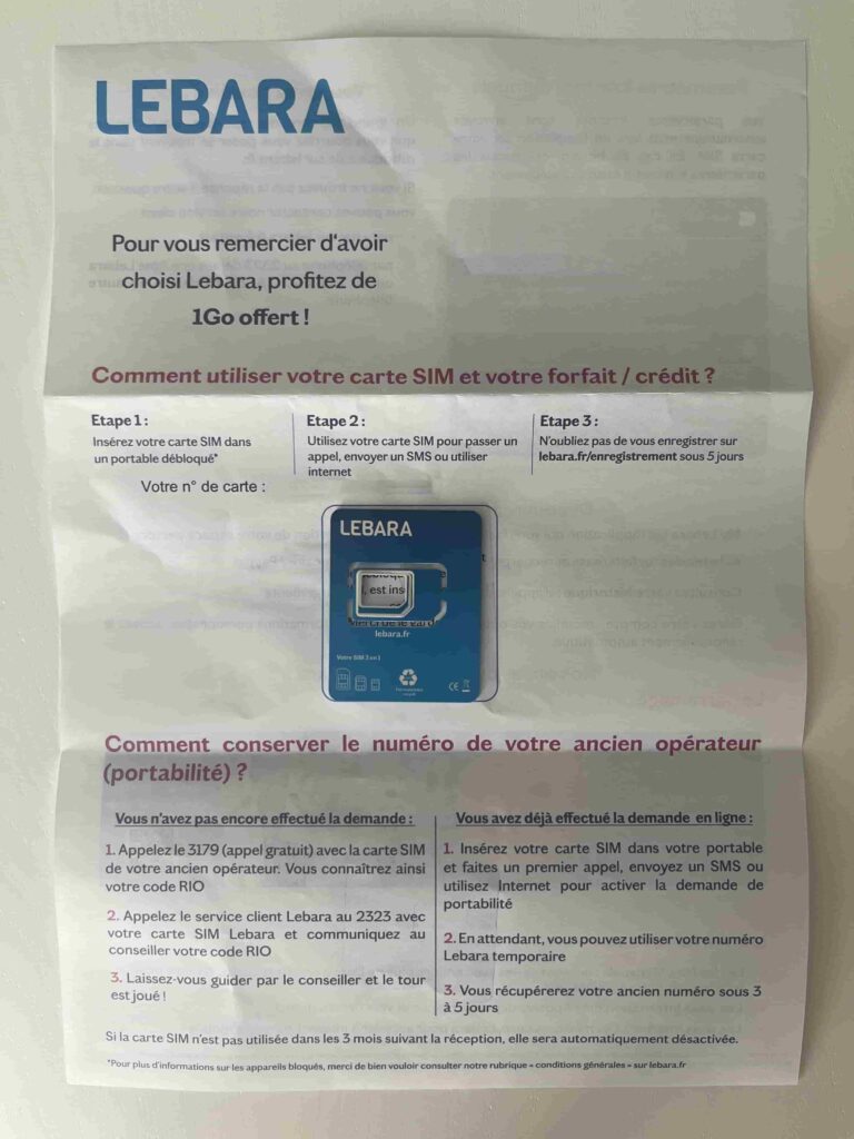 Mon avis après test de forfait Lebara et revue des avis clients Offre spéciale -50% sur les forfaits 3 forfait lebara mobile souscription courrier