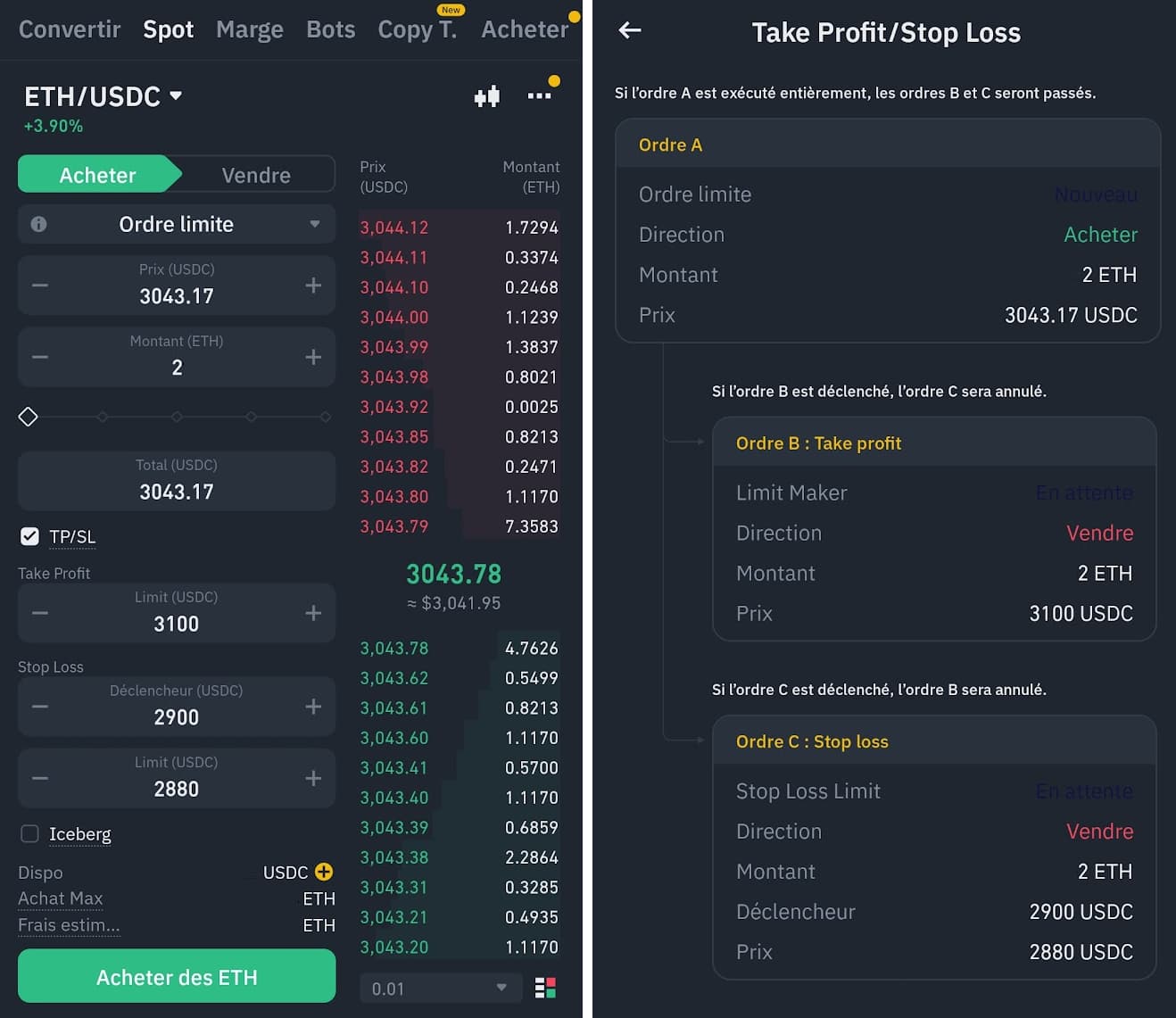 Tutoriel Binance : Inscription, ordres de trading, et écosystème Binance 14 illustration take profit stop loss binance