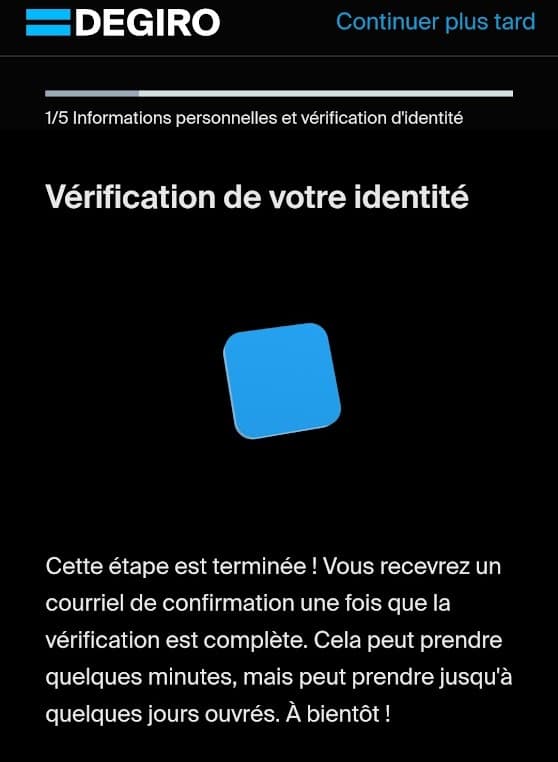 Code Promo Degiro Obtenez un bonus de 100€ Offerts 7 inscription validation identite degiro