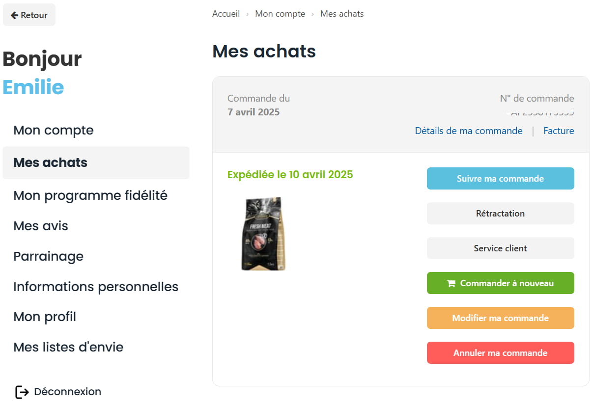 Avis sur Zoomalia : Mon expérience avec leur boutique et leurs croquettes 2 interface client commandes zoomalia 1