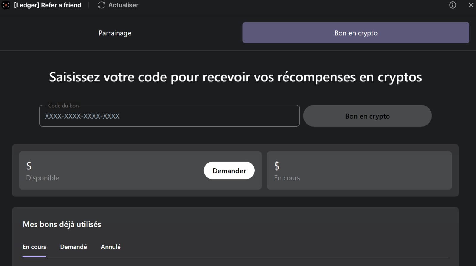 Code promo Ledger : 20€ en Bitcoin offerts cumulable avec les réductions ! 9 interface utilisation bon bitcoin ledger 1