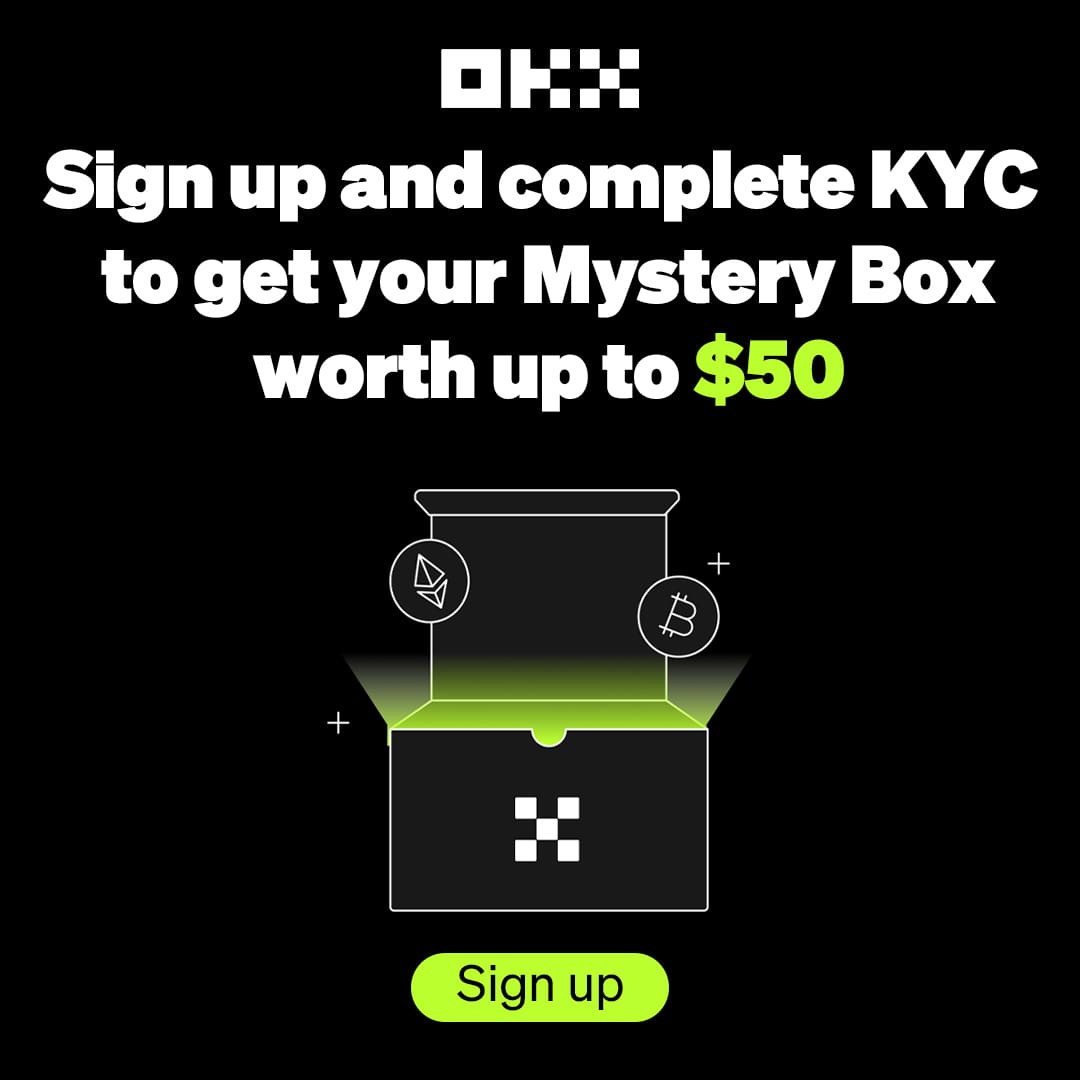 Code promo OKX une boîte mystère de 50$ offerte après inscription 4 offre mystery box okx bonus 1