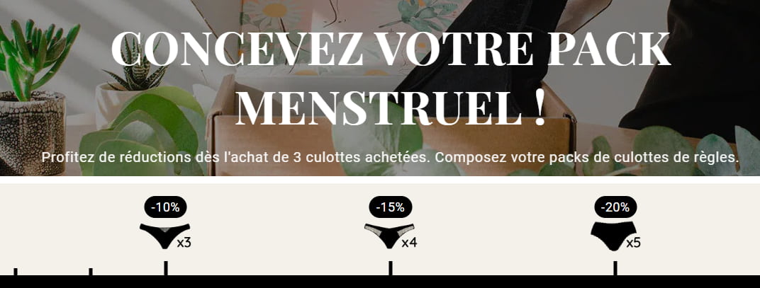 Code Promo Elia Lingerie : -10% de réduction et jusqu'à 20% supplémentaire ! 5 offre pack menstruel 20