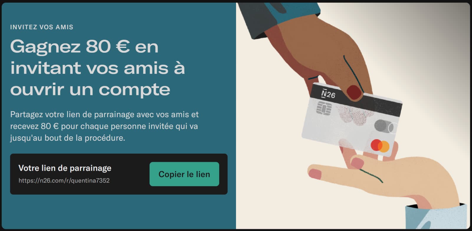 Code promo N26 : 80€ offerts lors de la création de votre compte 9 offre parrainage n26 1