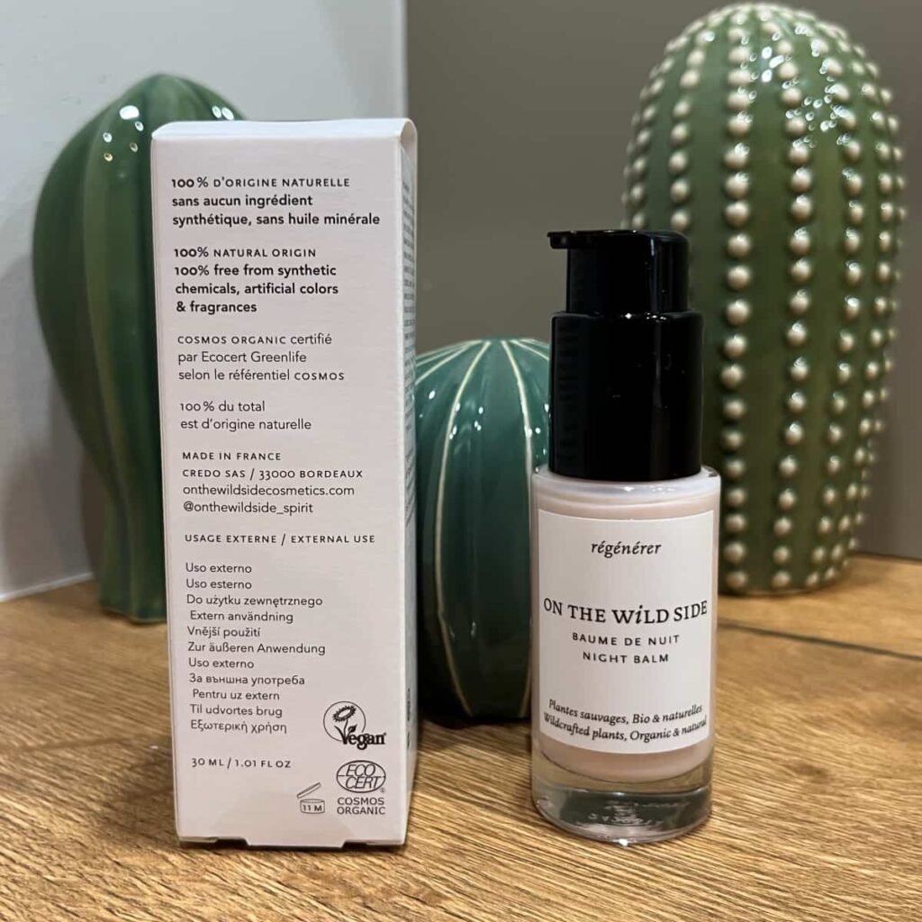 Mon analyse et mon avis sur On The Wild SideTest de trois soins 11 packaging baume nuit otws 1