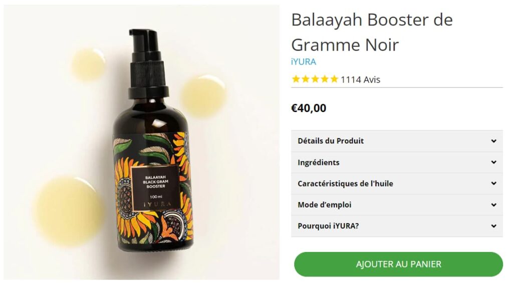 Mon avis sur The Ayurveda Experience Partage d'expérience personnelle et avis clients 5 page produit de huile balaayah iyura 1