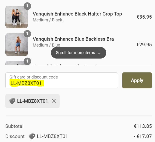 Vanquish Fitness Code promo : 15% offerts sur votre première commande 2 panier reduction vanquish fitness