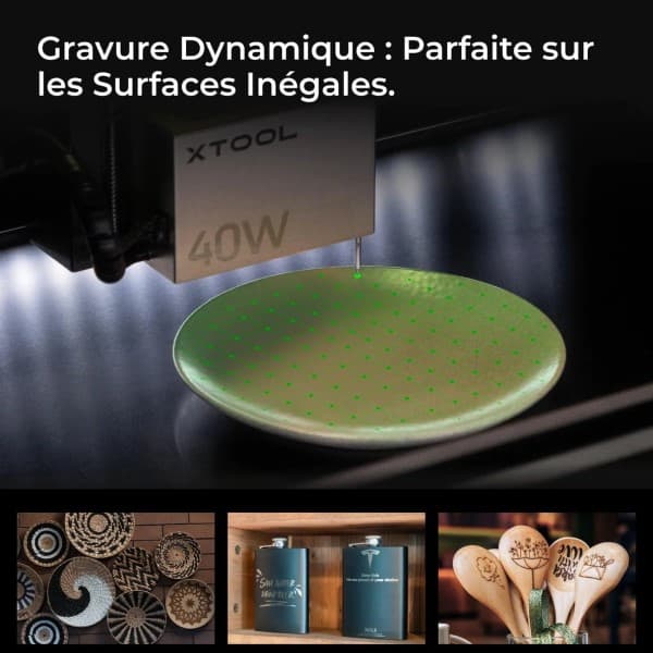 Code Promo XTool : 80€ offerts sur votre découpeur laser XTool 7 performances xtool sur gravure dynamique comme surfaces courbees