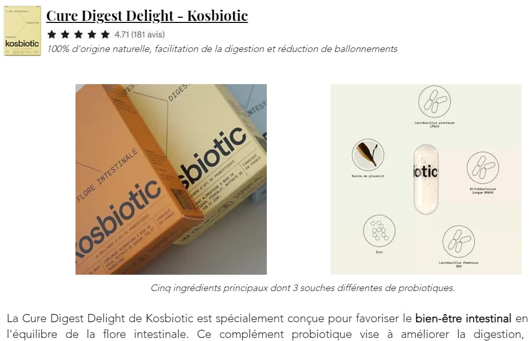 probiotique kosbiotic article avis test