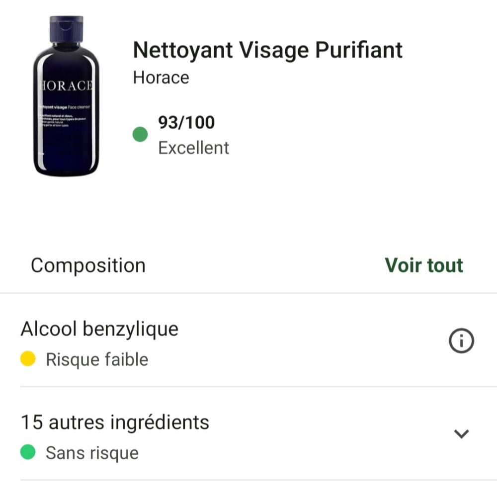 Mon avis sur Horace Analyse détaillée des formulations avec Yuka 6 score yuka nettoyant horace 1