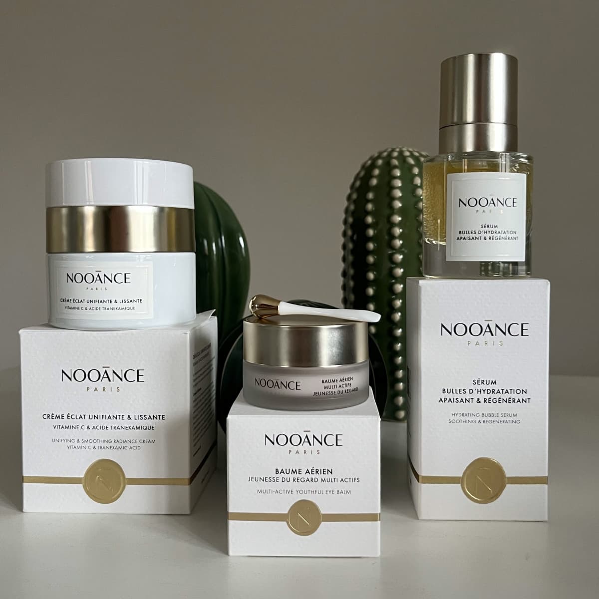 Mon avis sur les soins cosmétiques de Nooance : sérum, crème et baume 2 trio produits skincare nooance 1