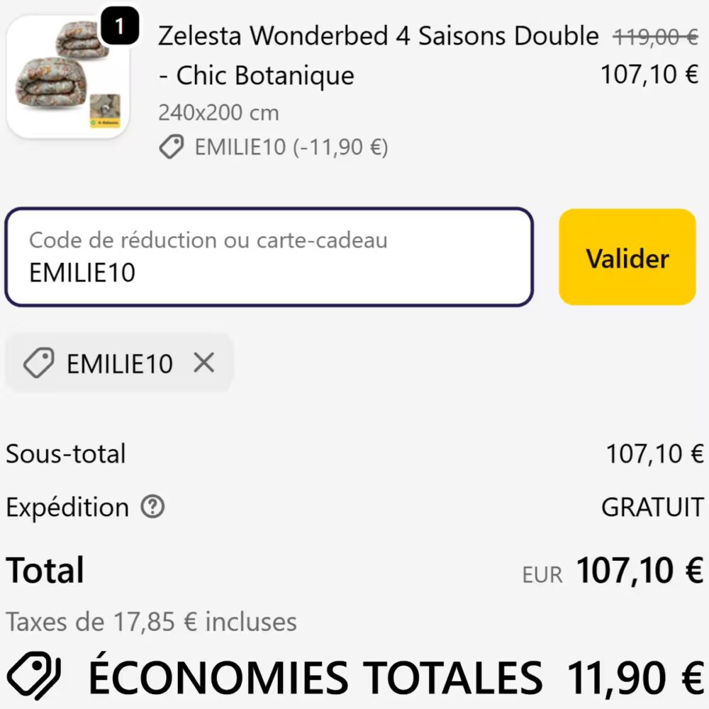 Code Promo Zelesta EMILIE10 : -10% de remise supplémentaire 1 code promo zelesta emilie10 lesavisdemilie