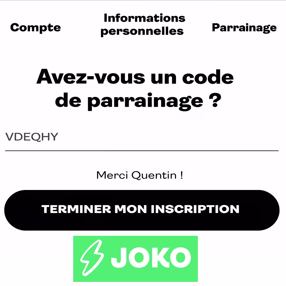 Code parrainage Joko : VDEQHY pour un bonus de bienvenue 2 code parrainage joko VDEQHY lesavisdemilie