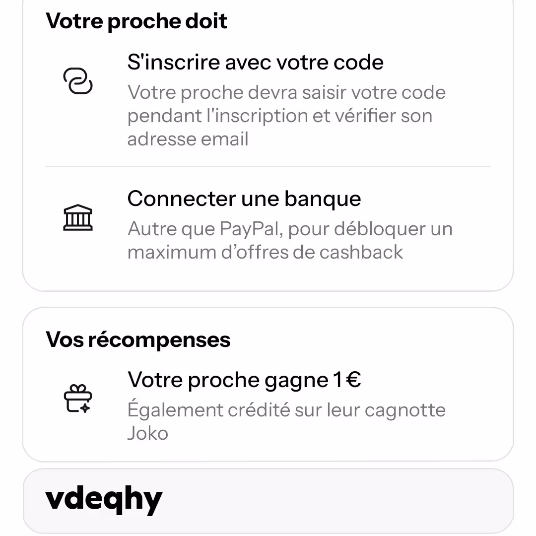 Code parrainage Joko : VDEQHY pour un bonus de bienvenue 4 etapes code parrainage joko lesavisdemilie