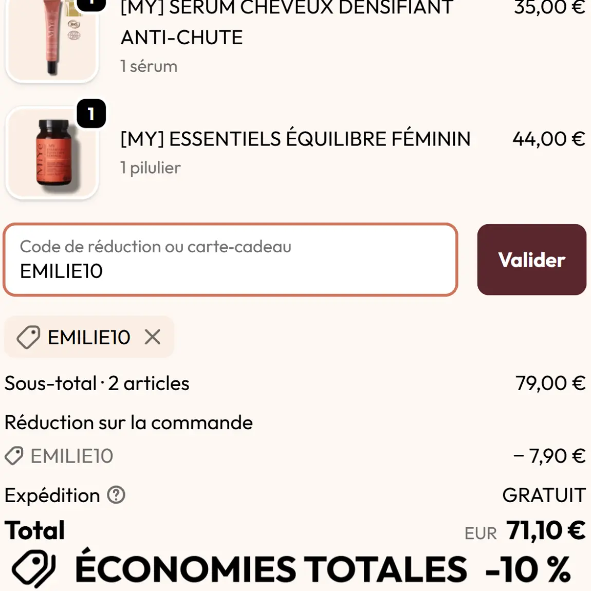 Code promo Miyé : 10% de remise avec notre code <span class="lp-cpe-masked">EMILIE10</span> 2 code promo miye emilie10 offre