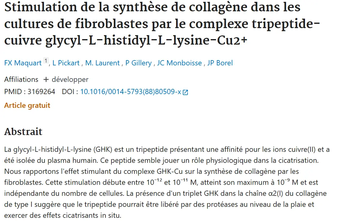 Comprendre les peptides de cuivre : bénéfices et risques pour la peau 3 etude clinique efficacite peptide de cuivre
