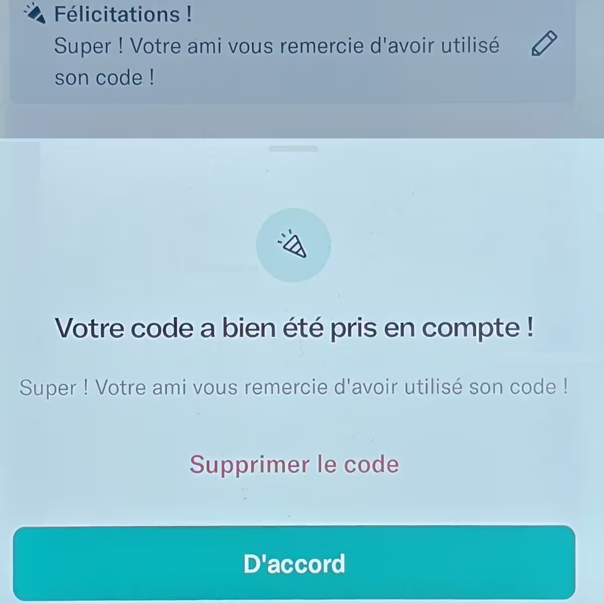 Code promo N26 Quentina7352 : 80€ offerts lors de la création de votre compte 11 validation saisie code parrainage n26 80 euros lesavisdemilie