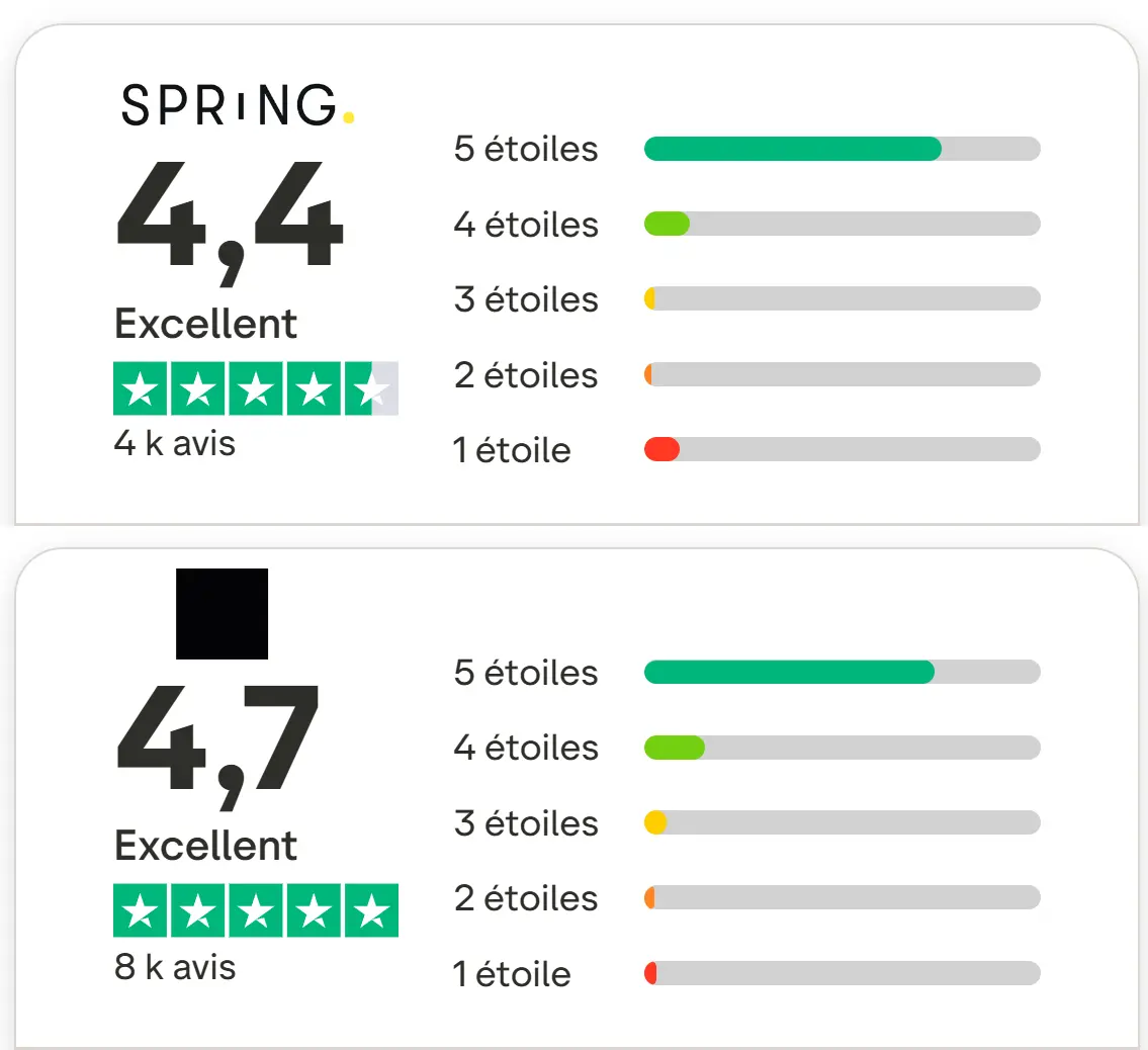 Spring VS La Marque en moins : comparatif des produits avec test personnel 10 note trustpilot spring vs la marque en moins