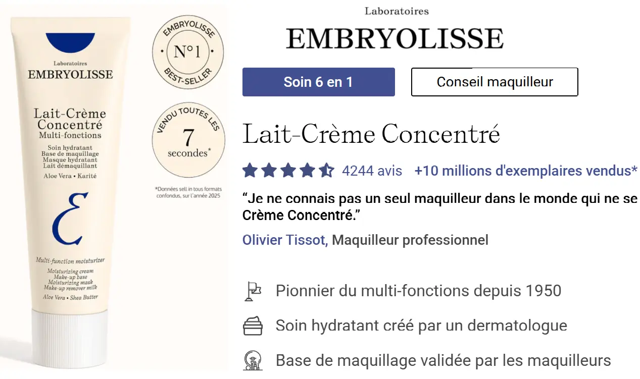 J'ai testé Embryolisse : mon avis honnête sur ces soins de pharmacie 1 lait creme concentre embryolisse
