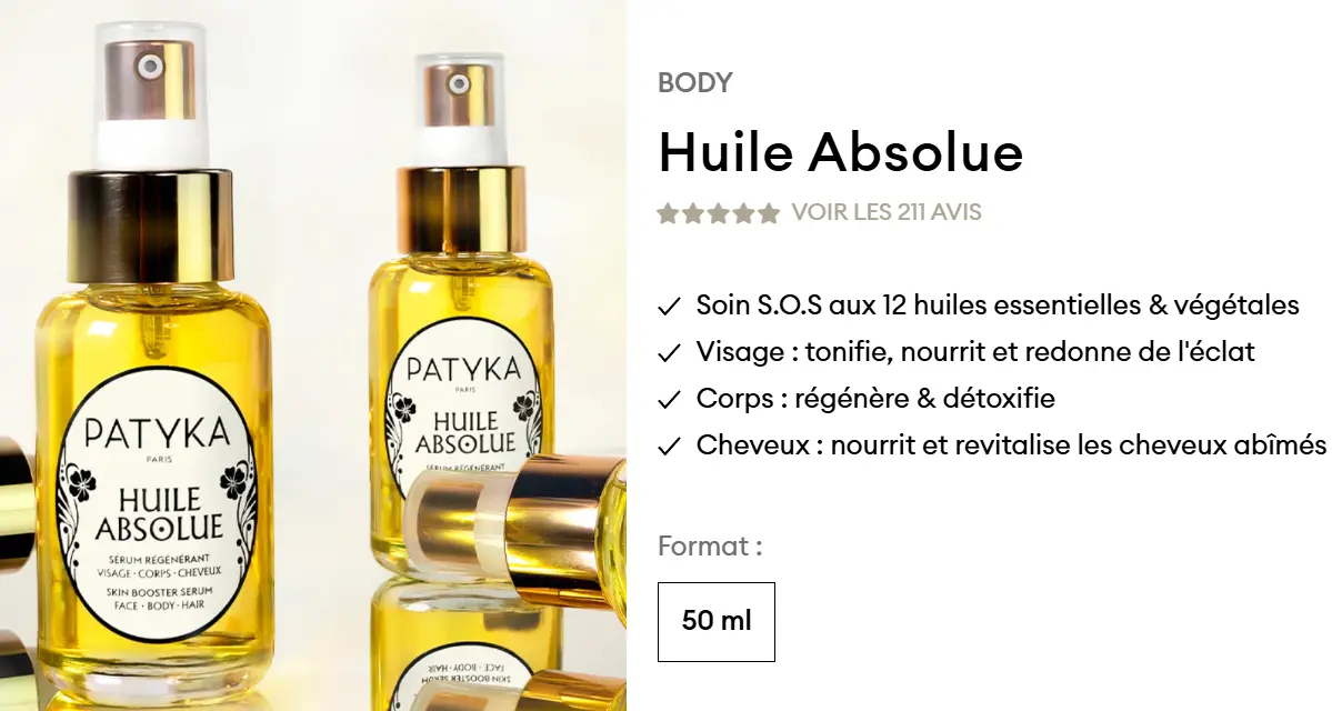 J'ai testé Patyka : mon avis honnête sur la marque et ses gammes 1 patyka huile absolue reference de la marque