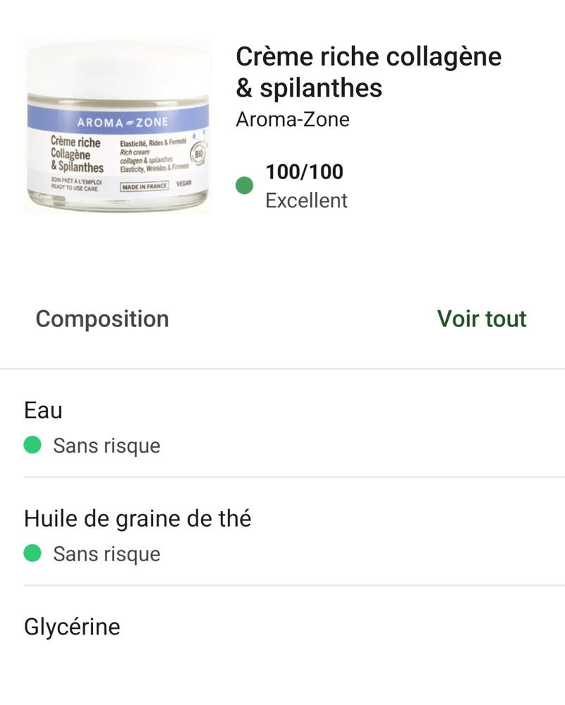 Le classement Yuka des meilleures crèmes anti-rides 7 creme collagene note yuka aromazone