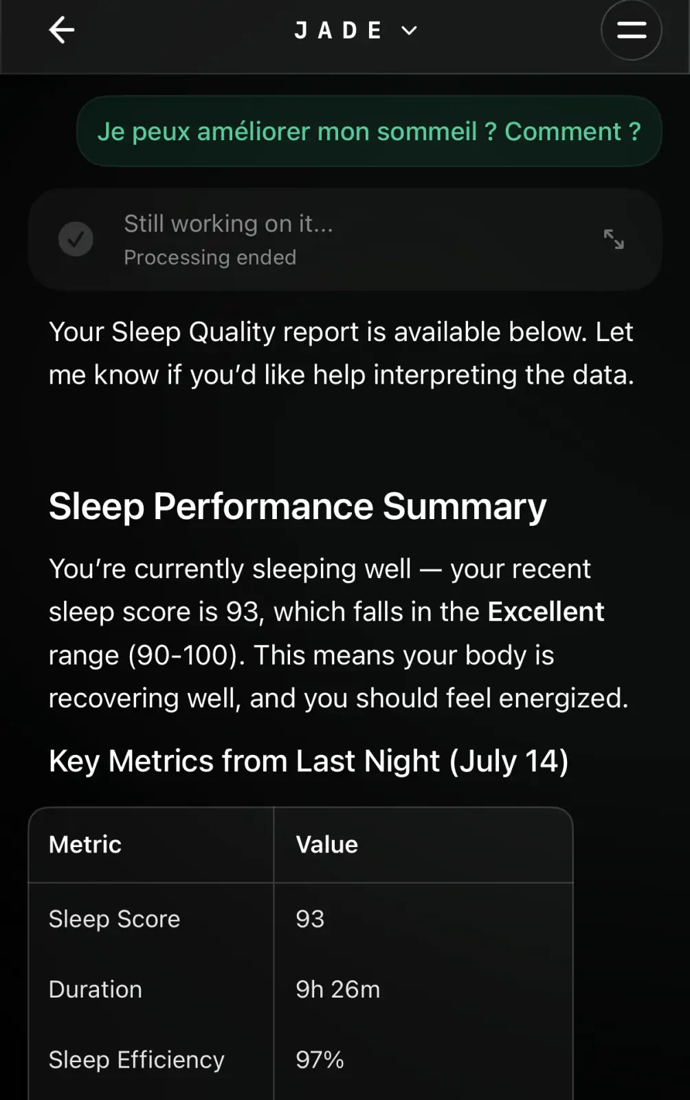 Avis Ultrahuman Ring Air : mon test de la bague connectée sans abonnement 12 jade ultrahuman exemple conversation