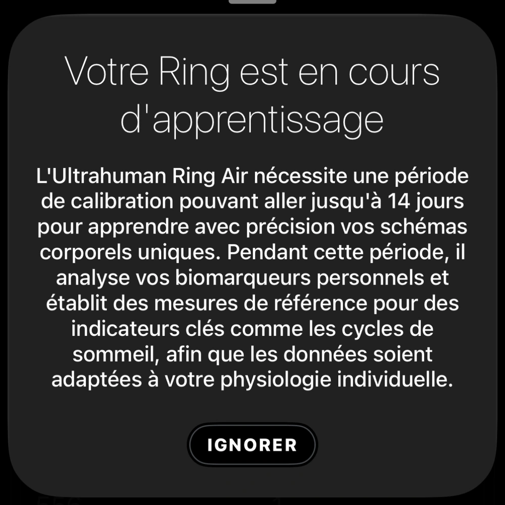Avis Ultrahuman Ring Air : mon test de la bague connectée sans abonnement 7 periode apprentissage 14 jours ultrahuman ring lesavisdemilie