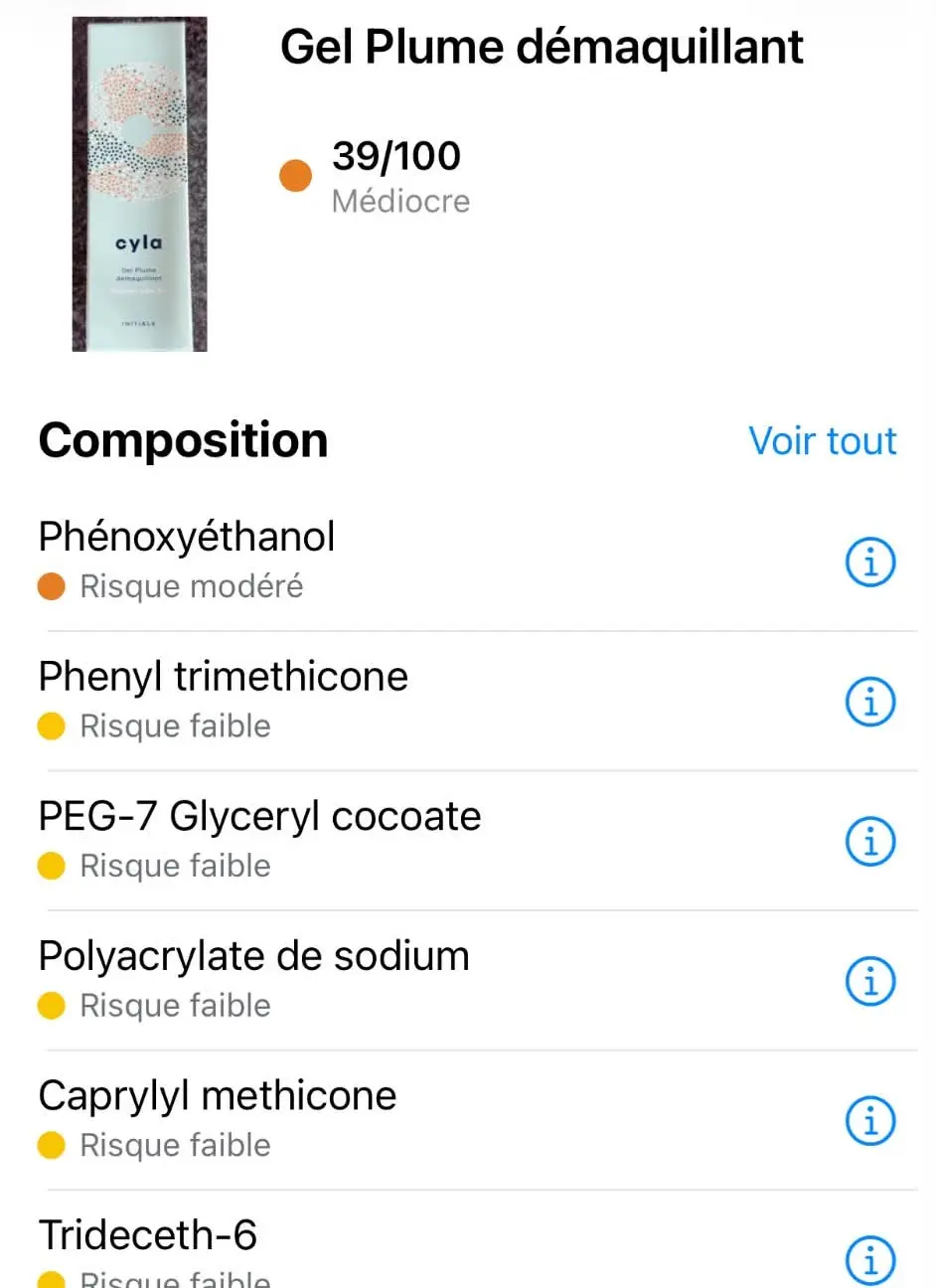 J'ai testé CYLA de Cyrille Laurent : mon avis honnête sur les produits 6 note yuka gel plume demaquillant cyla