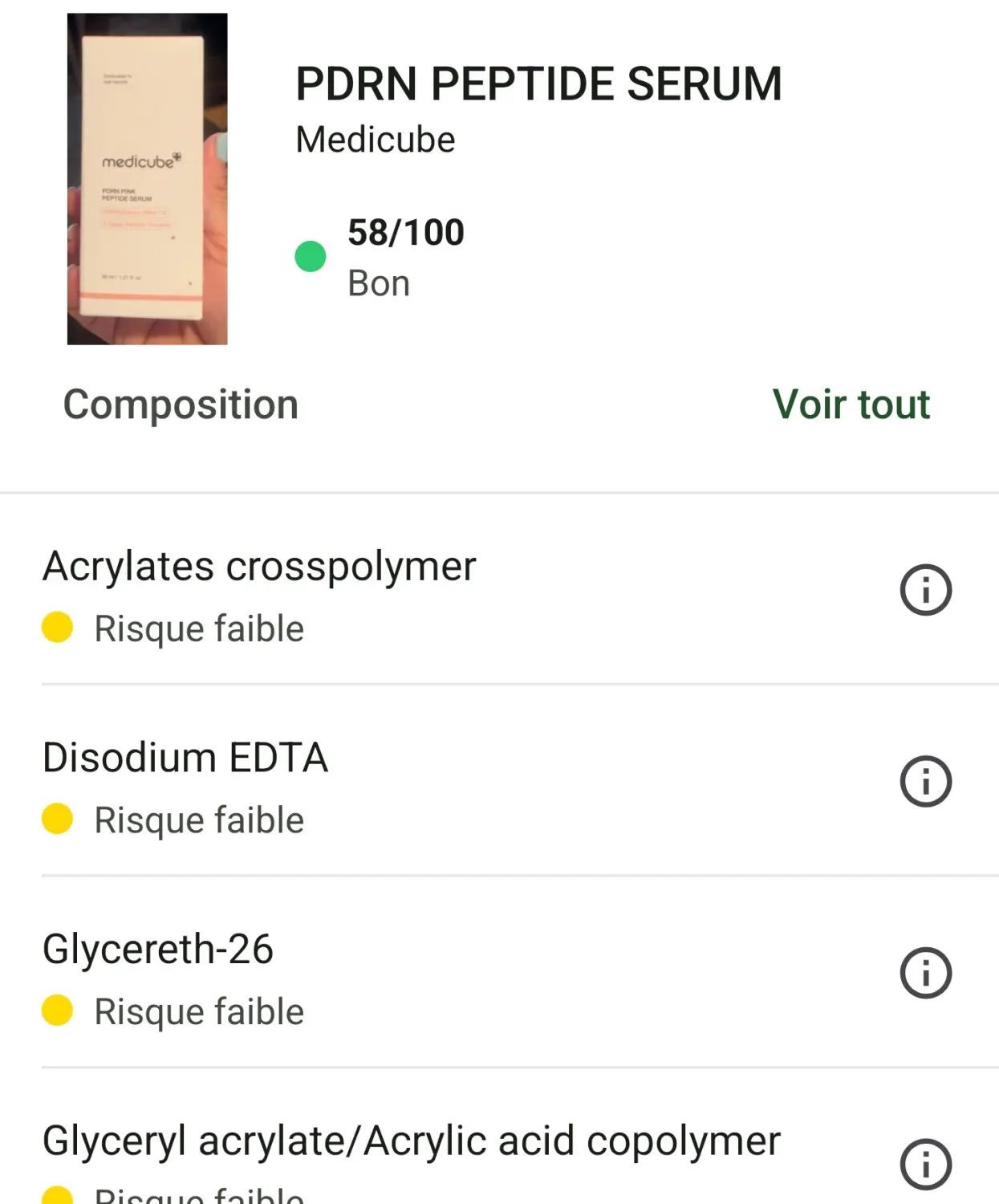 Le PDRN : c'est quoi ? Je teste des soins au PDRN pour évaluer (avec notes Yuka) 4 note yuka pdrn serum peptide medicube